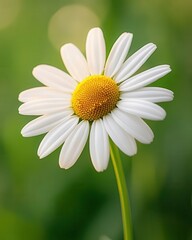 Fototapeta premium Pristine White Daisy Blossom with Perfect Petals in Natural Setting
