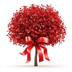 Tree with ribbon-shaped leaves isolated on white background