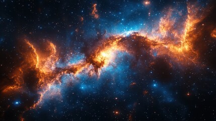 Obraz premium Stunning nebula in the sky illuminated by bright stars covering the entire canvas of space with a soft glow