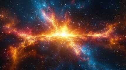 Fototapeta premium Bright explosion of stars in a nebula creating a stunning cosmic scene filled with light and color in the sky