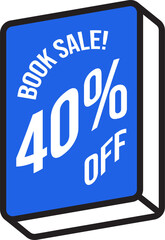 Fototapeta premium Book Sale Forty Percent Discount Vector Sticker Tag