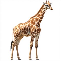 Obraz premium Graceful Giraffe in African Savanna Safari: Tall Elegant Mammal Wandering in Natural Habitat