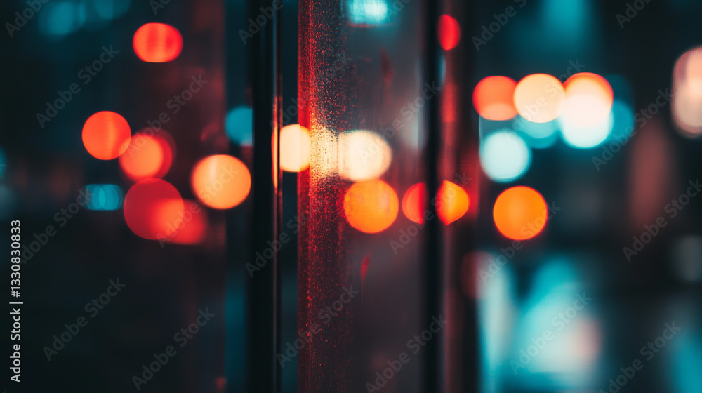 Poster a moody and atmospheric display of red and orange bokeh lights on a black background, adding warmth 