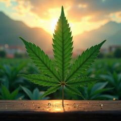 cannabis leaf on green background