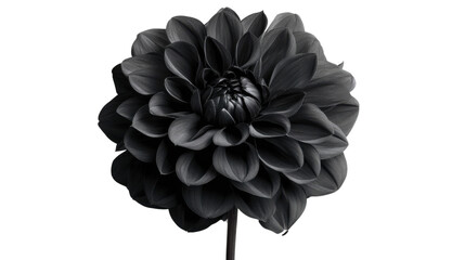 Blooming dark dahlia flower with transparent background