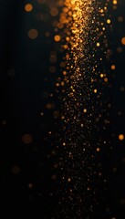 Dense concentration of gold flecks against a deep black backdrop , powder, glitter