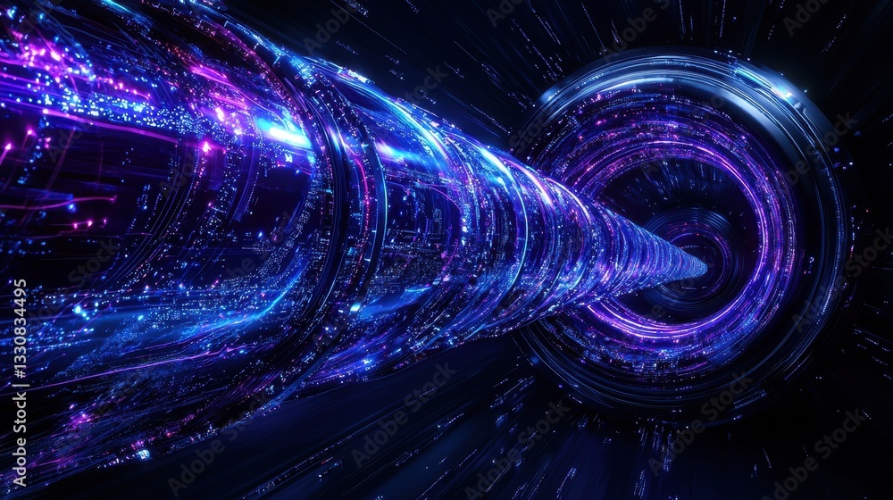 Aufkleber vibrant abstract tunnel design with glowing lights and patterns