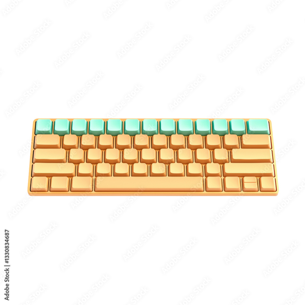 Poster a colorful keyboard design featuring a mix of orange and teal keys.