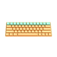 A colorful keyboard design featuring a mix of orange and teal keys.