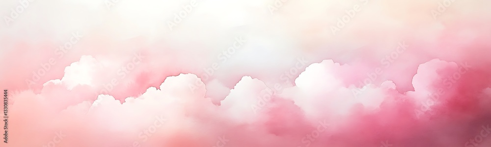 Aufkleber Soft pink clouds blend into a dreamy pastel sky, creating a serene and calming atmosphere.