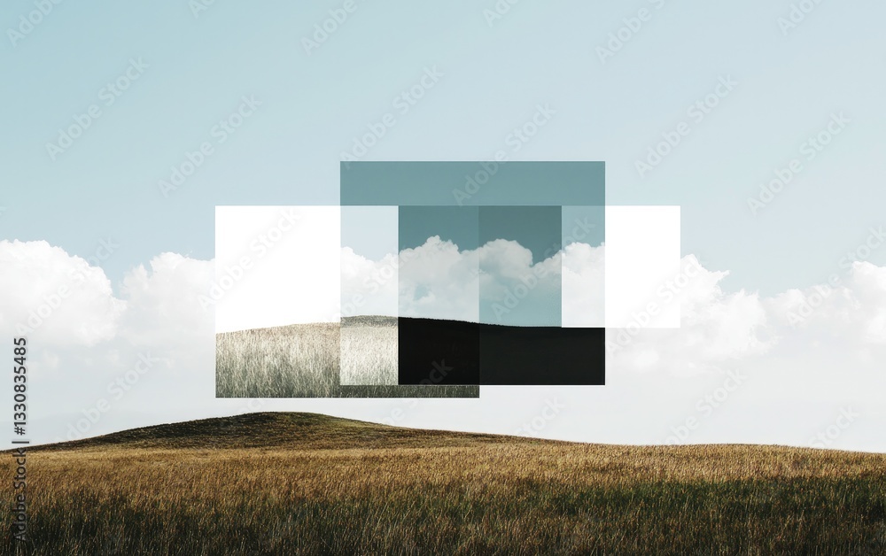 Poster abstract golden field with pixel sorting effect