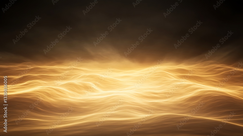 Aufkleber Glowing waves of light create a mesmerizing, ethereal atmosphere in a dark background.