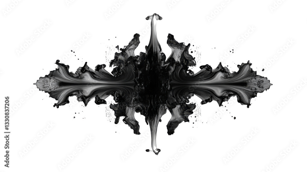Aufkleber black ink is creating a symmetrical rorschach shape on a transparent background