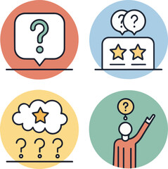 Question Icons Set – Editable Stroke Vector Illustration