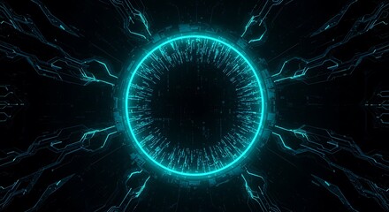 Futuristic Circuitry Portal with Turquoise Glow