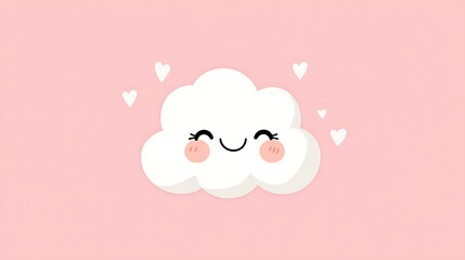 Naklejka premium A cartoon cloud with a smiling face and hearts on it. AI Generated