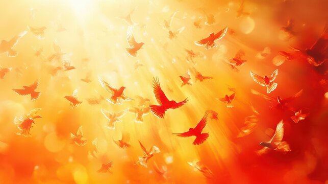 Vibrant Celebration of Pentecost with Festive Colorful Elements and Uplifting Spiritual Imagery Reflecting Joy and Renewal
