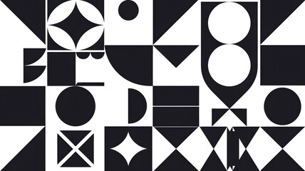 Fototapeta premium minimalist geometric shape composition pattern vector art in black and white design