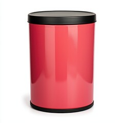 Bright Red Trash Can with Black Lid for Modern Home Decor