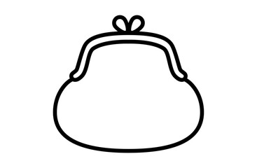 がま口財布のアイコンベクターイラスト モノクロ シンプル 白黒