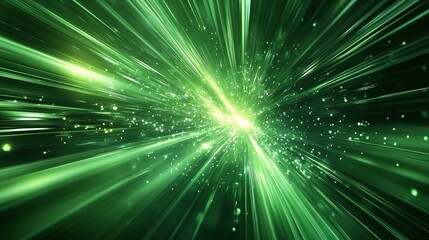 Naklejka premium Green light streaks emanating from a central glowing point
