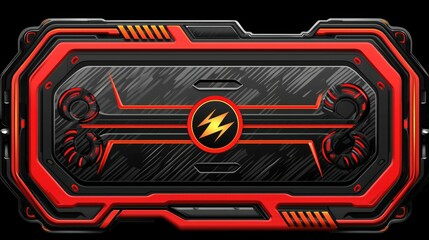 Dynamic Red and Black Energy Power Bank Design with Bold Lightning Symbol for Tech Enthusiasts