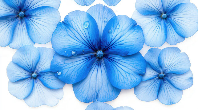 Blue flowers stained with water droplets - Powered by Adobe