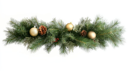 A long line of pine trees with gold and brown pinecones