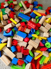 Colorful Wooden Blocks On The Floor