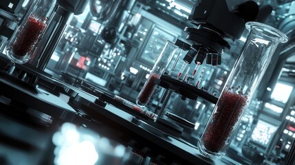 Naklejka premium Robotic lab analysis of blood samples