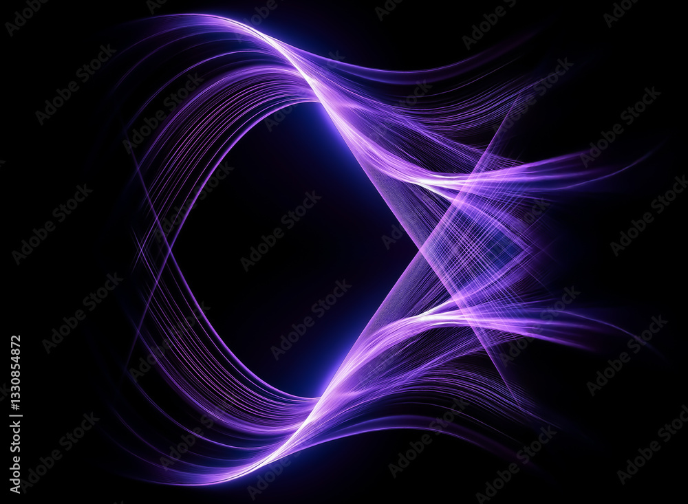 Poster abstract purple light trails on a dark backdrop. flowing curves create a dynamic, eye-catching abstr