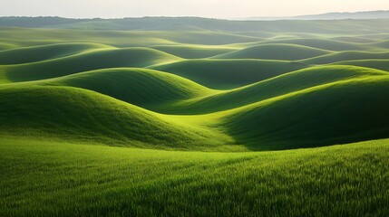 Obraz premium The rolling hills in the background add depth to the endless greenery, creating a sense of calm and freedom