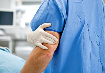 Doctor Examining Patient's Arm in Hospital Room