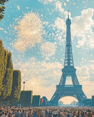 Paris celebration aerial fireworks