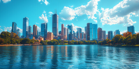 Fototapeta premium city skyline wallpaper,