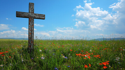  cross in meadow wallpaper,