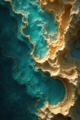 Obraz premium Golden cellular aquatic marble, swirling design , visual, organic