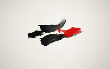 Fototapeta premium Red And Black Brushstrokes On Off-White Textured Background