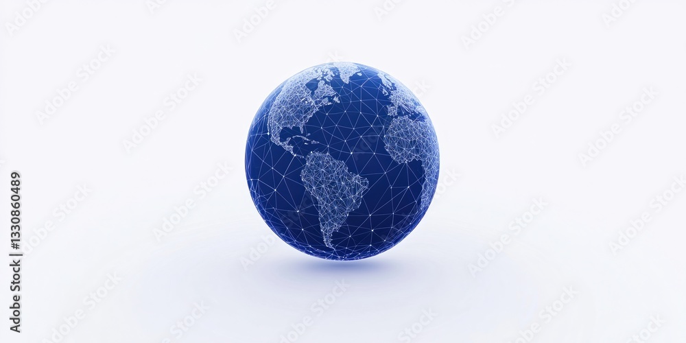 Poster global health globalization concepts. globe design with a blue and white color scheme on a white bac