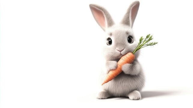Happy easter day bunny with carrot easter egg hunt festive atmosphere