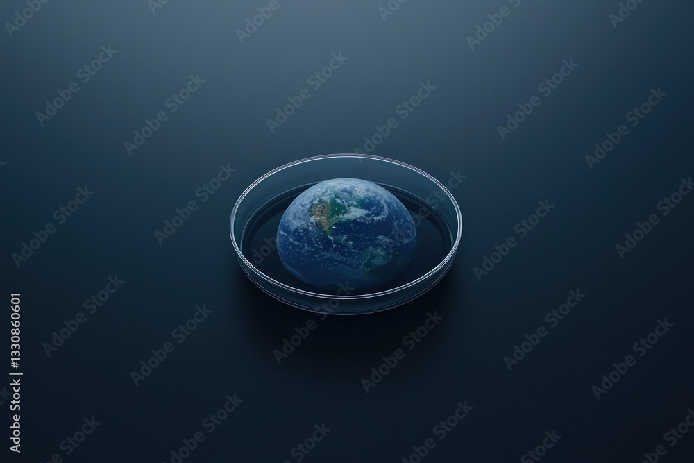 Poster global health globalization concepts. a globe surrounded by a circular border on a dark background.