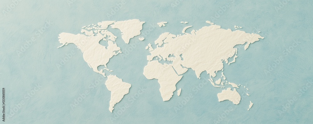 Poster global health globalization concepts. world map in soft colors on a textured background.