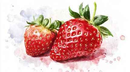 92.Strawberry Packaging Design Templates, Watercolour Style Vector Illustration: