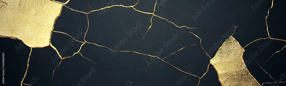 Leinwandbilder elegant black and gold abstract texture with intricate lines and patterns.
