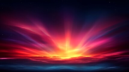 Obraz premium Vibrant Sunset Over Calm Ocean Waves With Rich Colors, colorful landscape view fantasy style