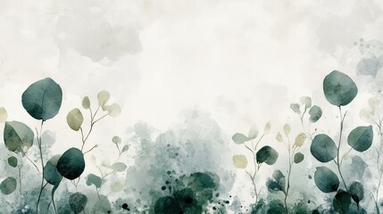 Watercolor Eucalyptus Border