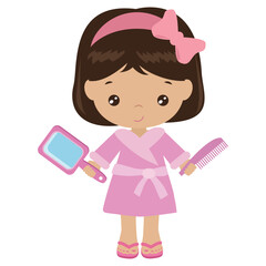 Cute little spa  girl  vector cartoon illustration