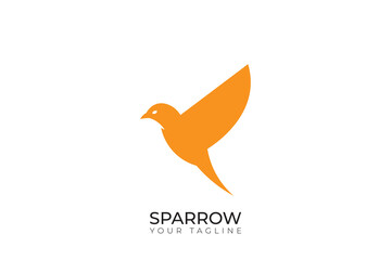 Sparrow silhouette logo, sparrow logo with orange color