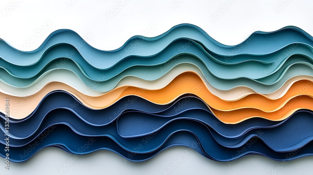 Poster pattern of 3d abstract background waves and reflections colorful seamless illustration, unique place