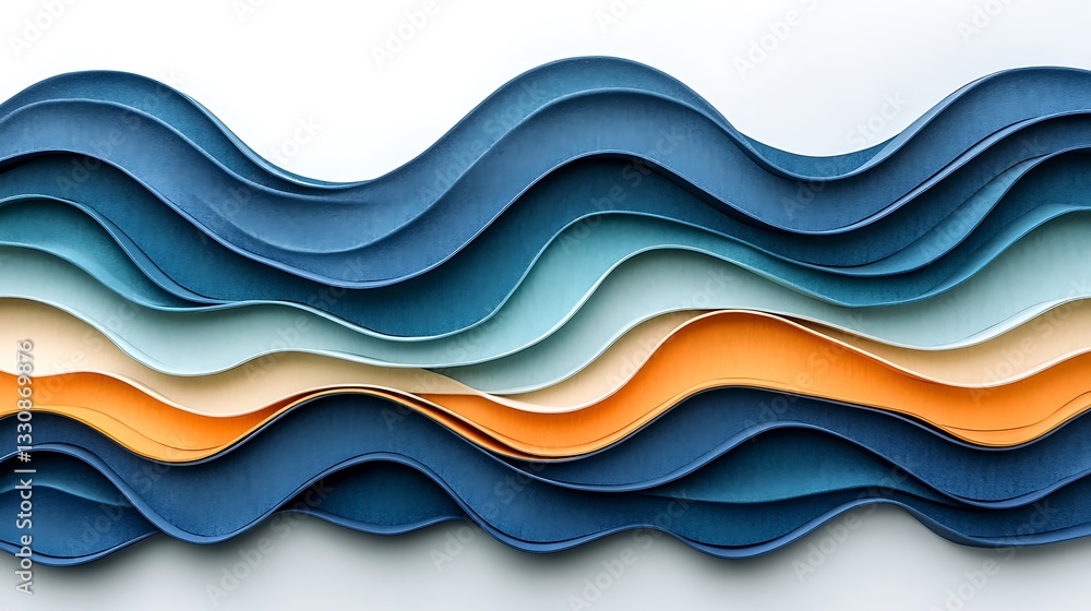 Poster pattern of 3d abstract background waves and reflections colorful seamless illustration, unique place